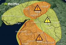 Amber and yellow rain warnings issued Across Dumfries and Galloway