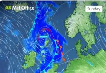 STORM CORRIE EXPECTED ON SUNDAY