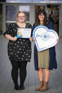 •Aimee Green, left, Employability Development Co-ordinator, and Programme Manager Donna McKeand, from The Furniture Project, Stranraer, at the Scotland Loves Local Awards