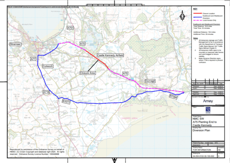 ESSENTIAL OVERNIGHT RESURFACING ON THE A75 CASTLE KENNEDY COMMENCES MONDAY 8TH JULY